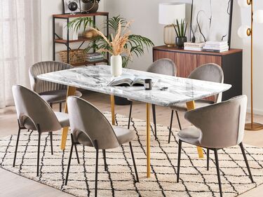 Spisebord uttrekkbart 160/200 x 90 cm marmoreffekt/gull MOSBY