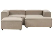 Modular Corner Sofa 2 Seater ARDAL with Ottoman Corduroy Light Brown Left Hand_940667
