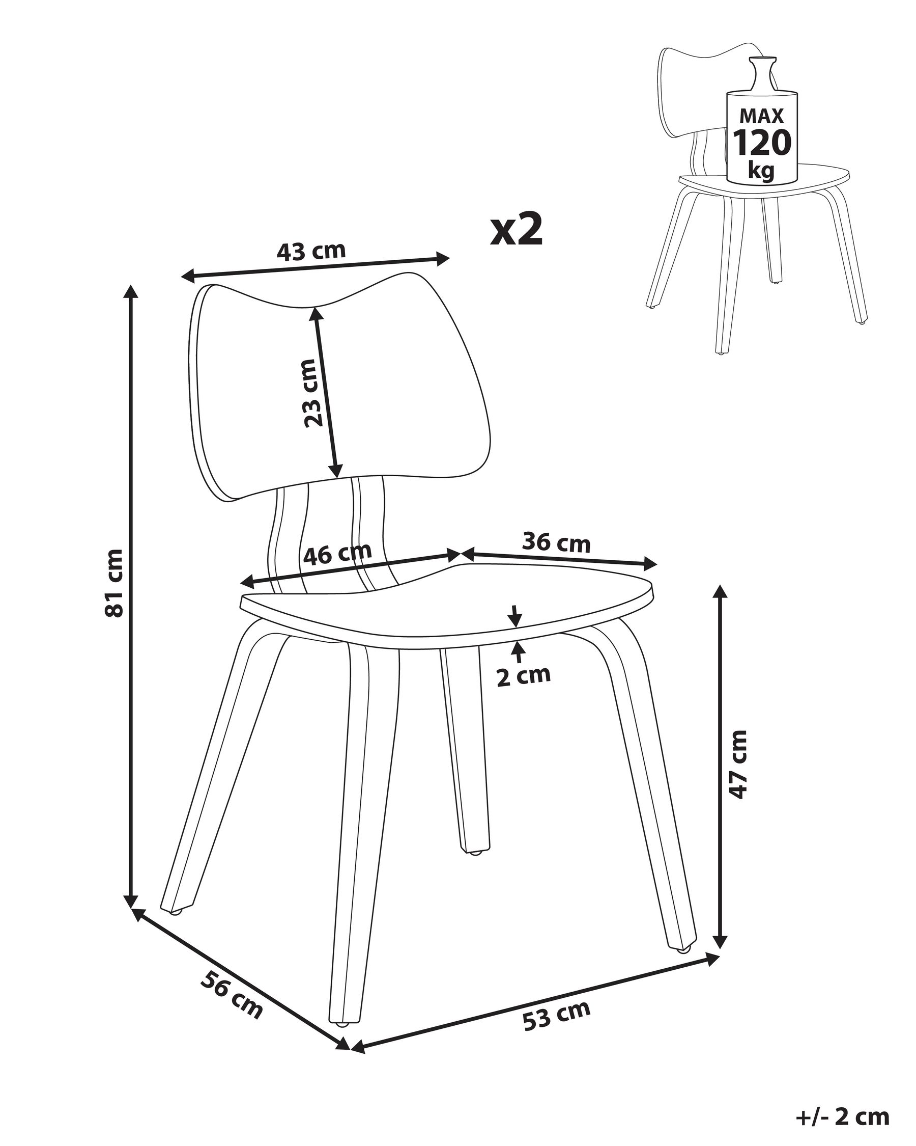 Set di 2 sedie da pranzo DIANA Legno Marrone_975955