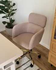 Chaise de bureau ALENA Bouclé Beige clair_1174241