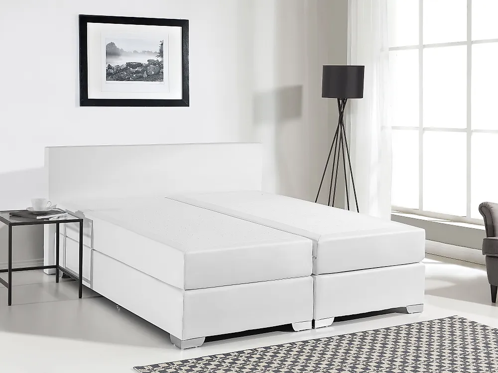 Divan Bed Faux Leather PRESIDENT 140 x 200 cm (EU Double) White_1176773