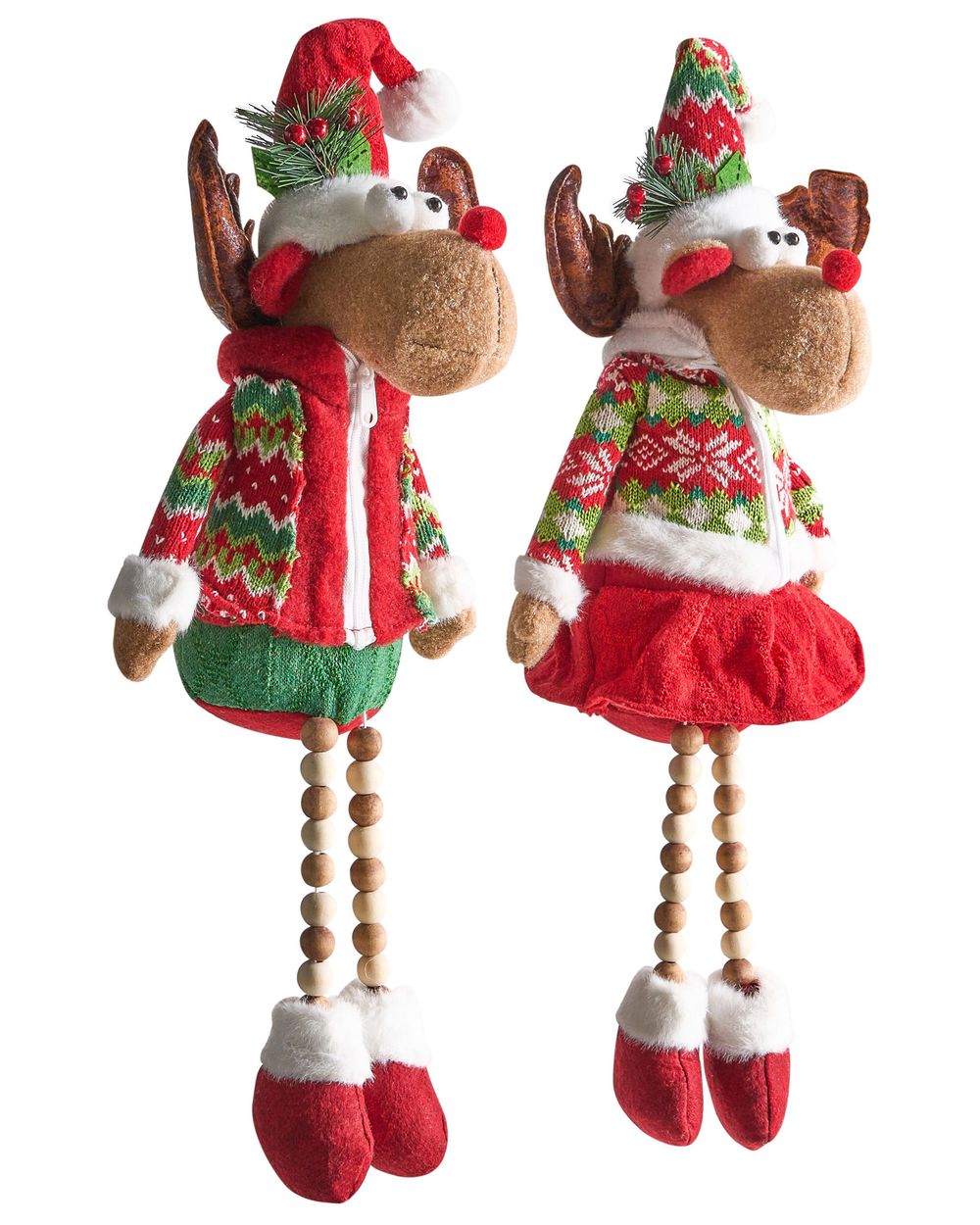 Set di 2 decorazioni natalizie GEITSJOEN 55/58 cm Renna Multicolore
