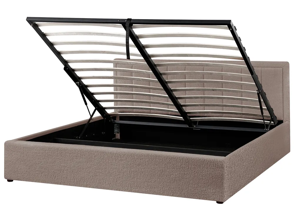 Letto contenitore MONTLAUR Bouclé Tortora 180 x 200 cm_958612