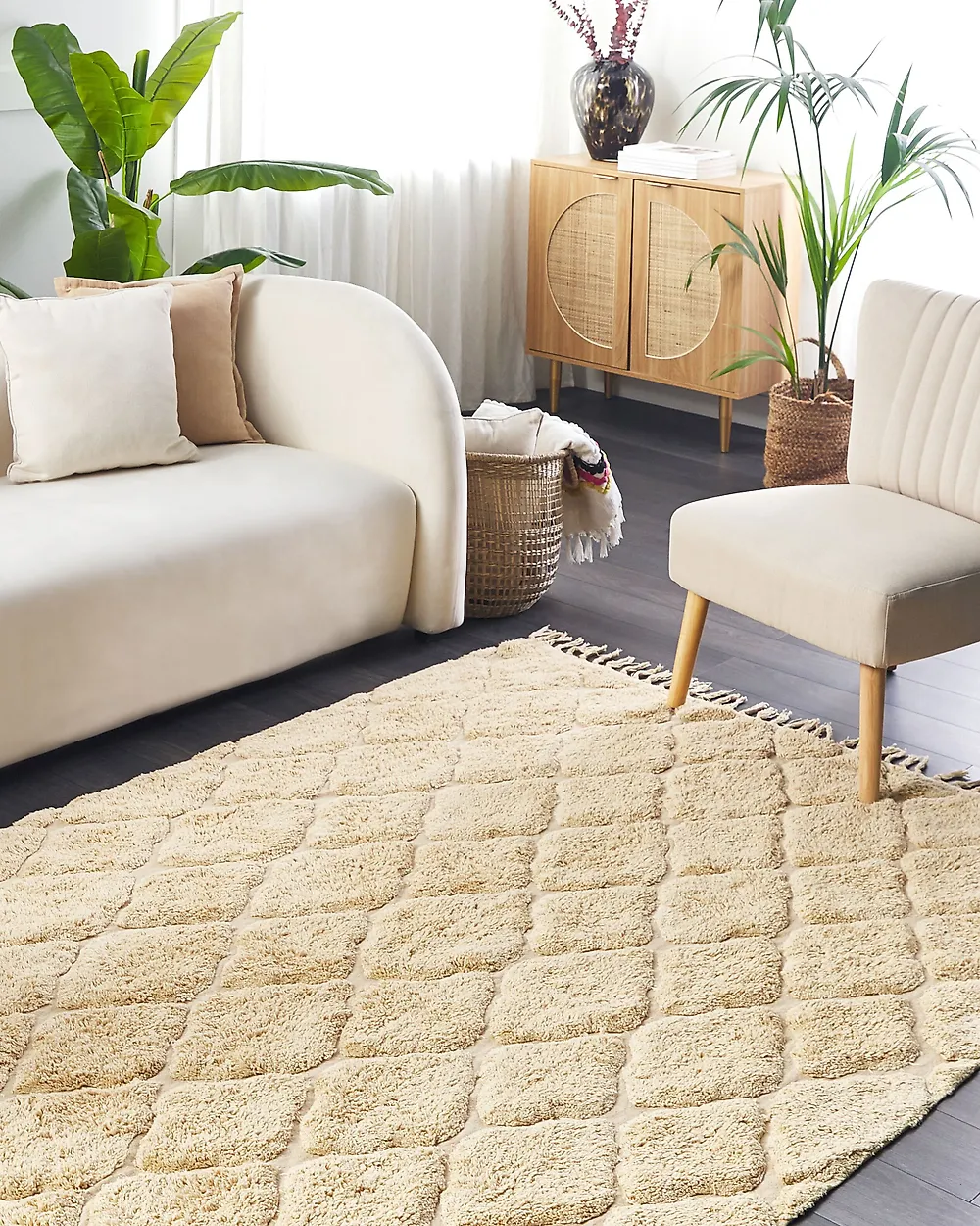 Tappeto SANLIURFA Beige 140 x 200 cm Cotone_1179262