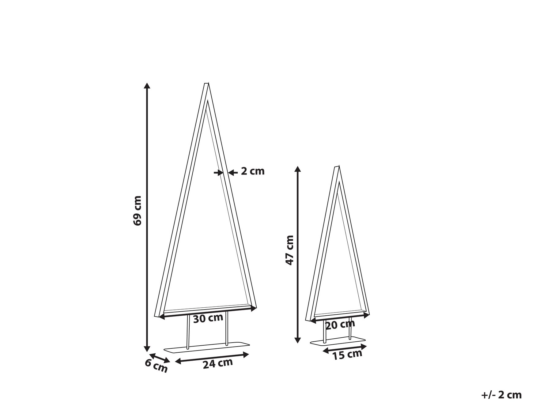 Set of 2 LED Decorative Christmas Trees Black LOPPI_812554 Set of 2 LED Decorative Christmas Trees Black LOPPI_812554