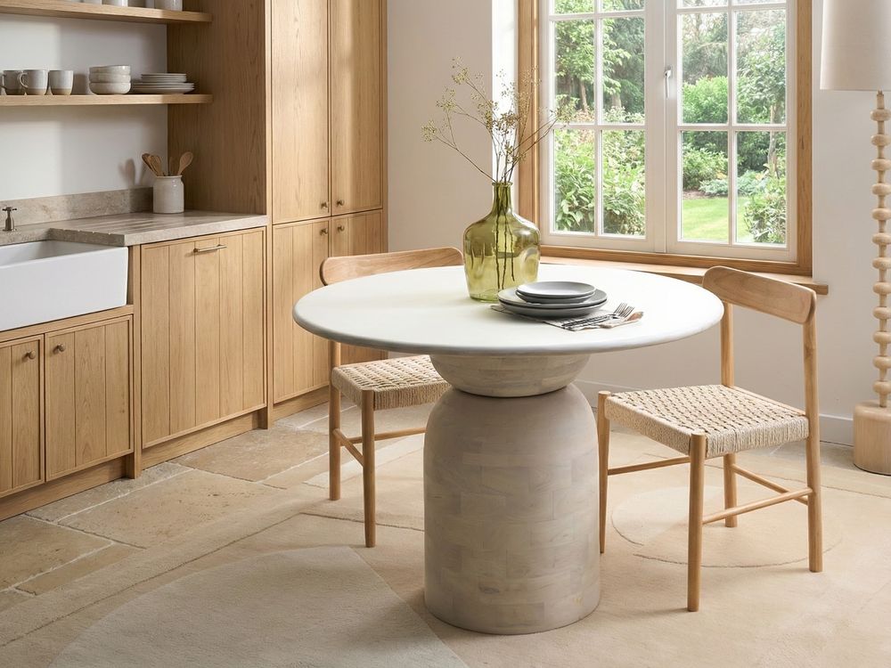 Mesa de jantar MURTLE Branco 110 cm 110 cm Madeira de mangueira