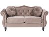 Sofa dla 2 osób SKIEN Welur Beżowoszary