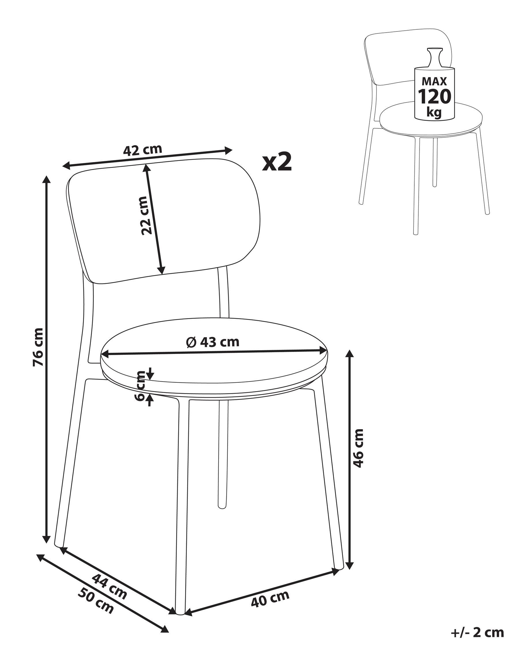 Set di 2 sedie da pranzo CASEY Tessuto Verde scuro_884559
