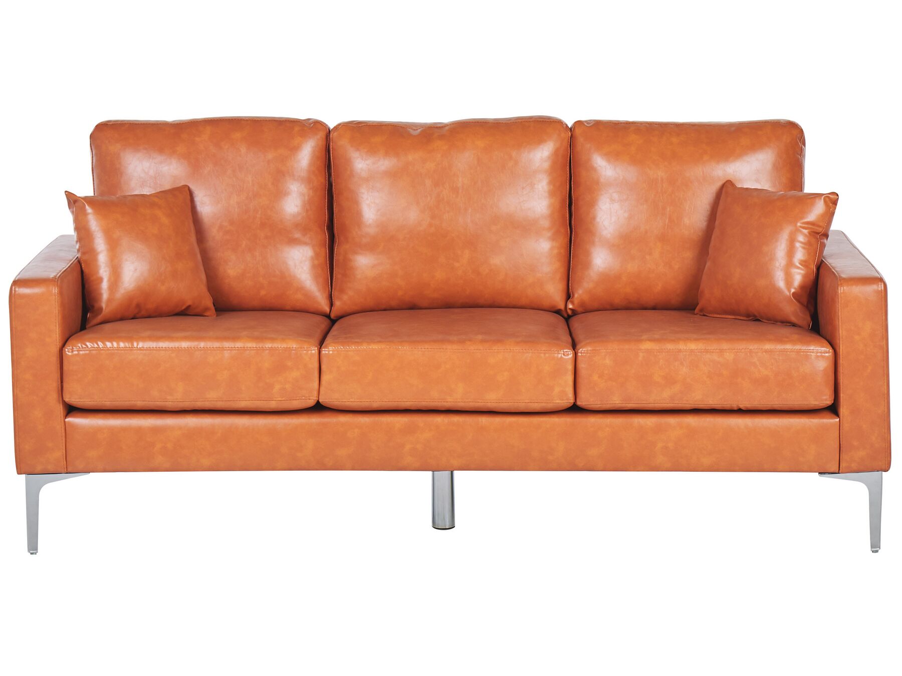 3 Seater Faux Leather Sofa Brown GAVLE_815707