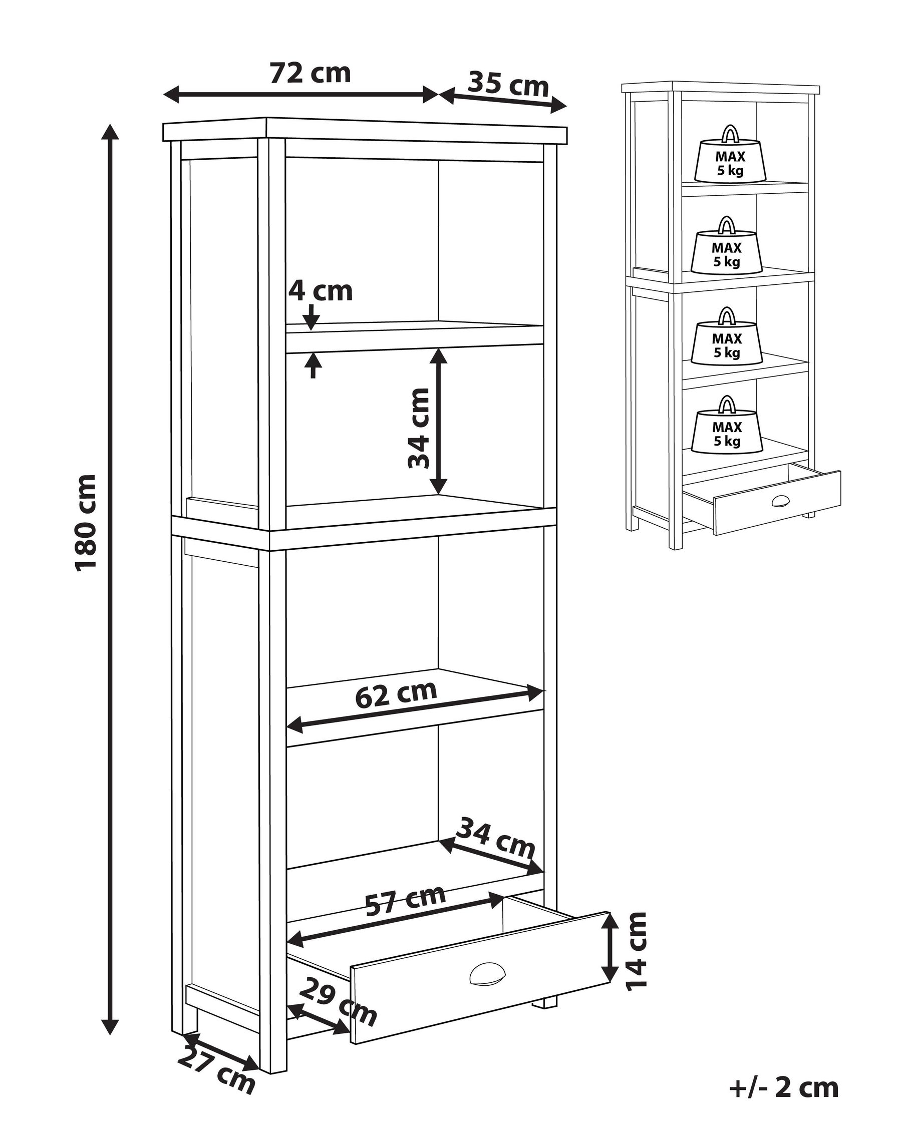 4 Tier Bookcase Grey CLIO_826003 4 Tier Bookcase Grey CLIO_826003