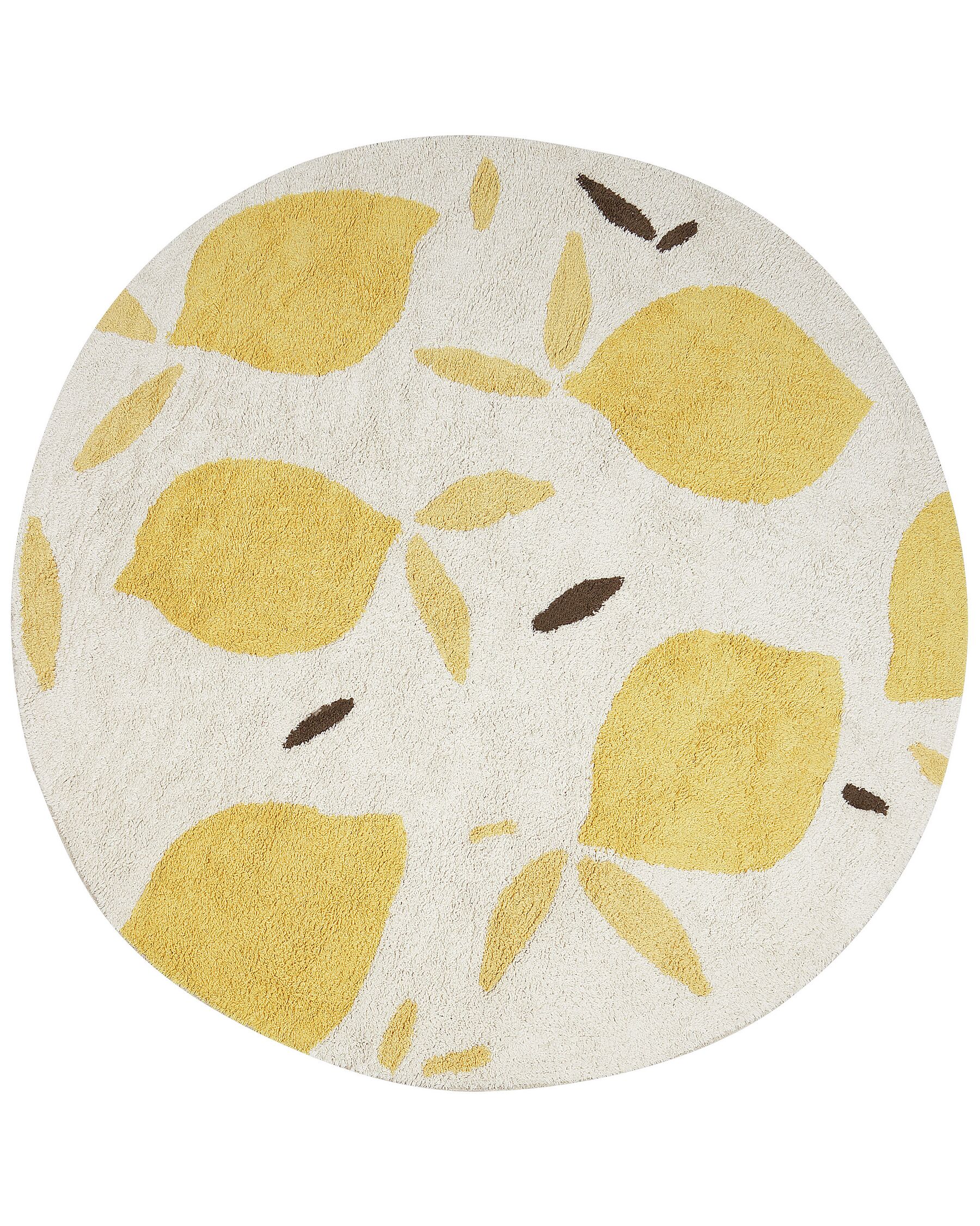 Round Cotton Area Rug ø 140 cm Light Beige and Yellow MAWAND_903871
