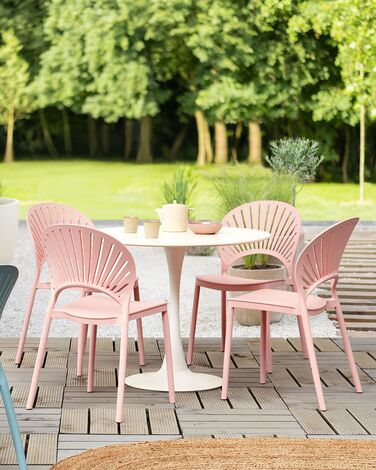 Set of 4 Plastic Dining Chairs Pink OSTIA