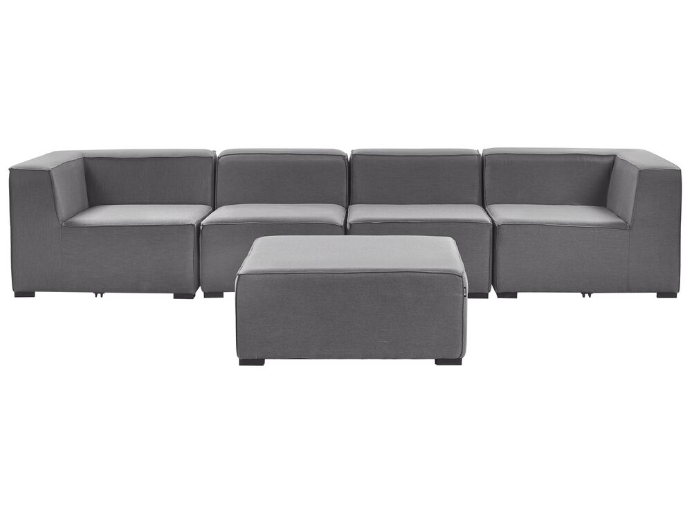 Divano da giardino con pouf 4 posti AREZZO Modulare Grigio