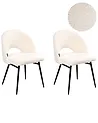 Set of 2 Dining Chairs ONAGA Boucle White