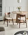 Set of 2 Dining Chairs SMILEY Wood Brown/ Beige