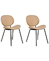 Set of 2 Dining Chairs LUANA Faux Leather Sand Beige