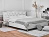 Bílá kožená postel Chesterfield s úložištěm 180x200 cm METZ_707847