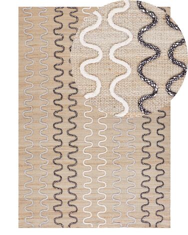 Teppich Jute beige 140 x 200 cm geometrisches Muster Kurzflor SOGUT