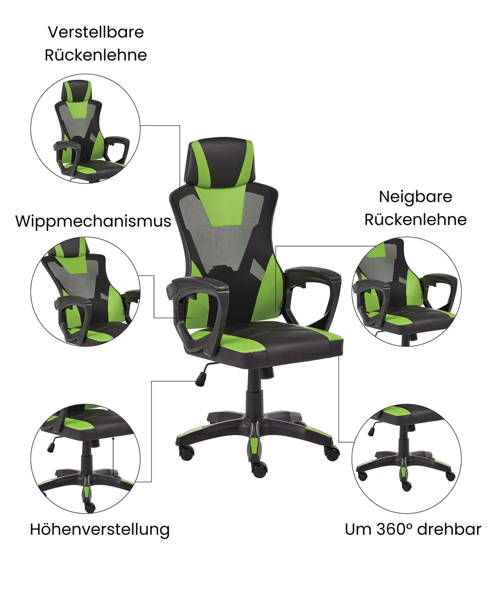 Bürostuhl IGNIS Kunstleder Limettengrün_1074205