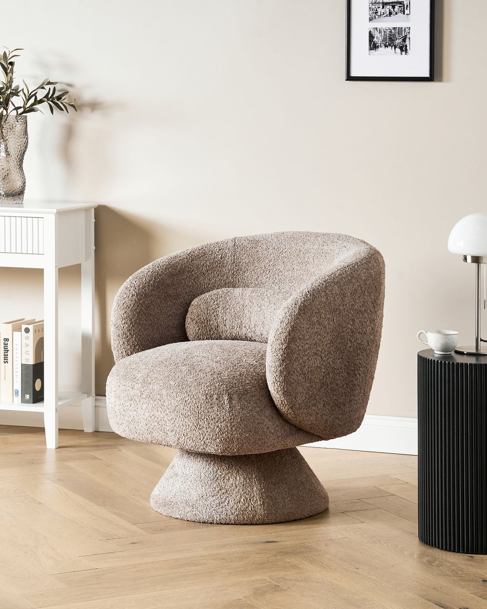 Dreje stol LIEKSA Boucle Beige