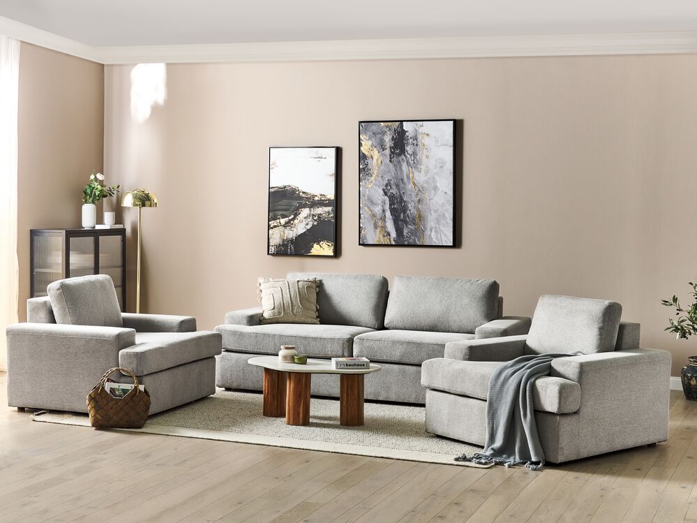 5 Seater Fabric Living Room Set Light Grey ALLA Beliani