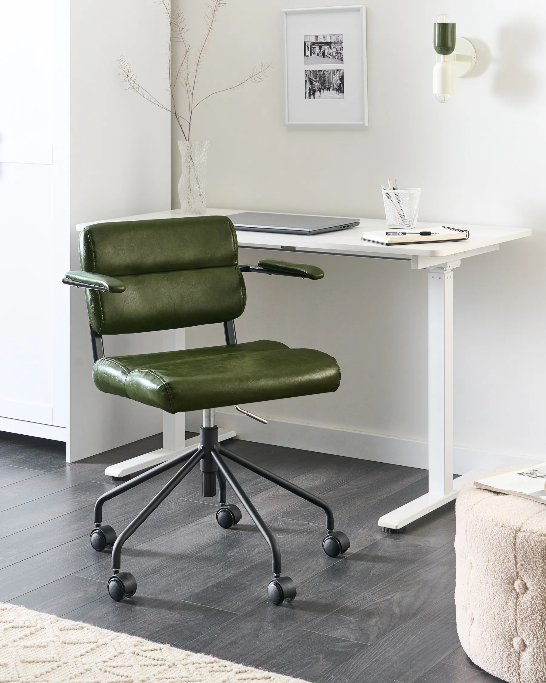 Desk Chair CANDOR Faux Leather Dark Green_993032