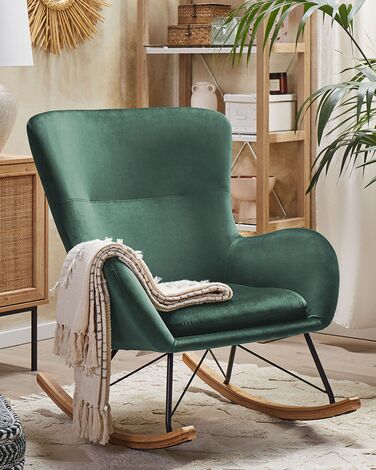 Velvet Rocking Chair Dark Green ELLAN