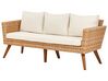 Lounge Set Rattan hellbraun 5-Sitzer Auflagen cremeweiß VITTORIA XL_928514