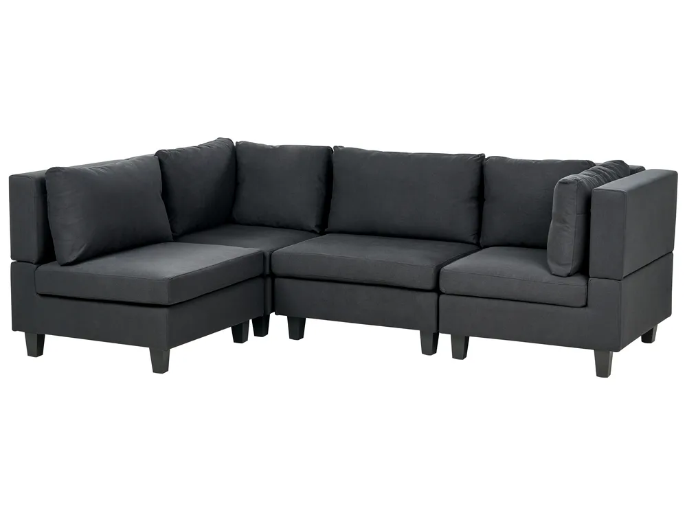 Modular Corner Sofa 4 Seater UNSTAD Fabric Black Right Hand_924720
