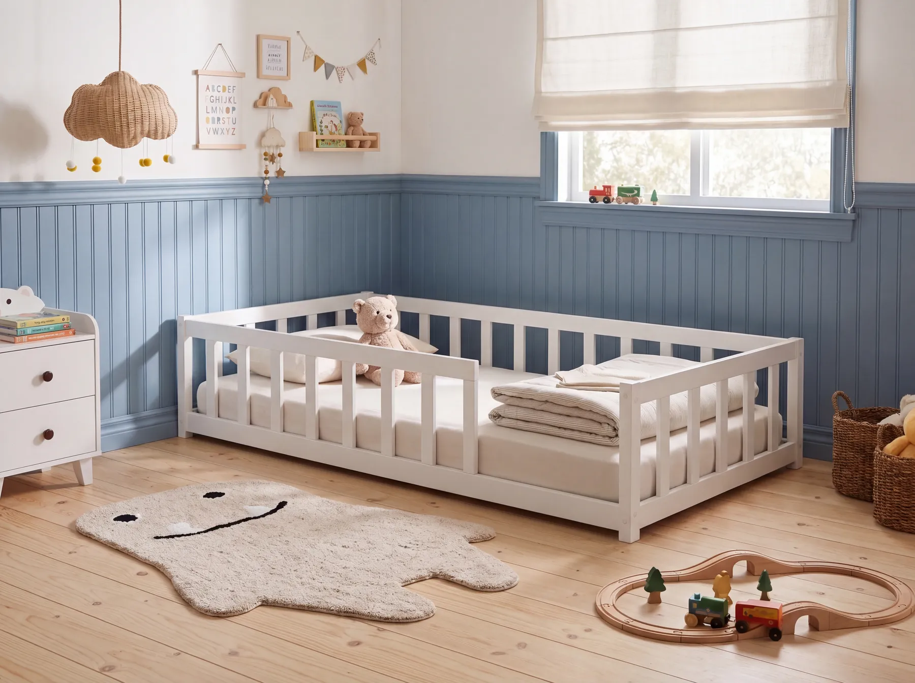 Kids Bed Pine Wood MEYMAC 90 x 200 cm (EU Single) White_970813