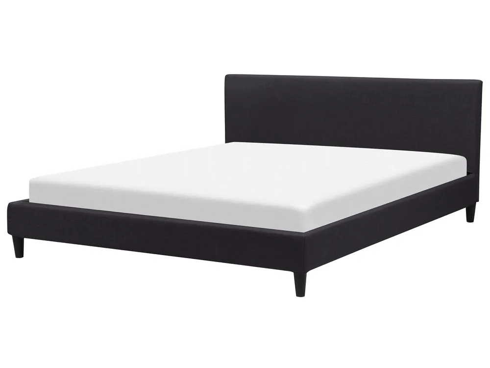 Bed with LED Fabric FITOU 180 x 200 cm (EU Super King) Black_772096