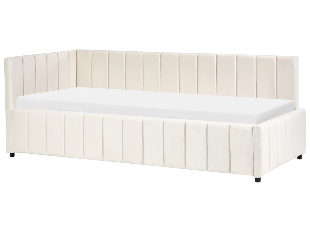 Lit de jour Velours LISIEUX 90 x 200 cm Blanc cassé
