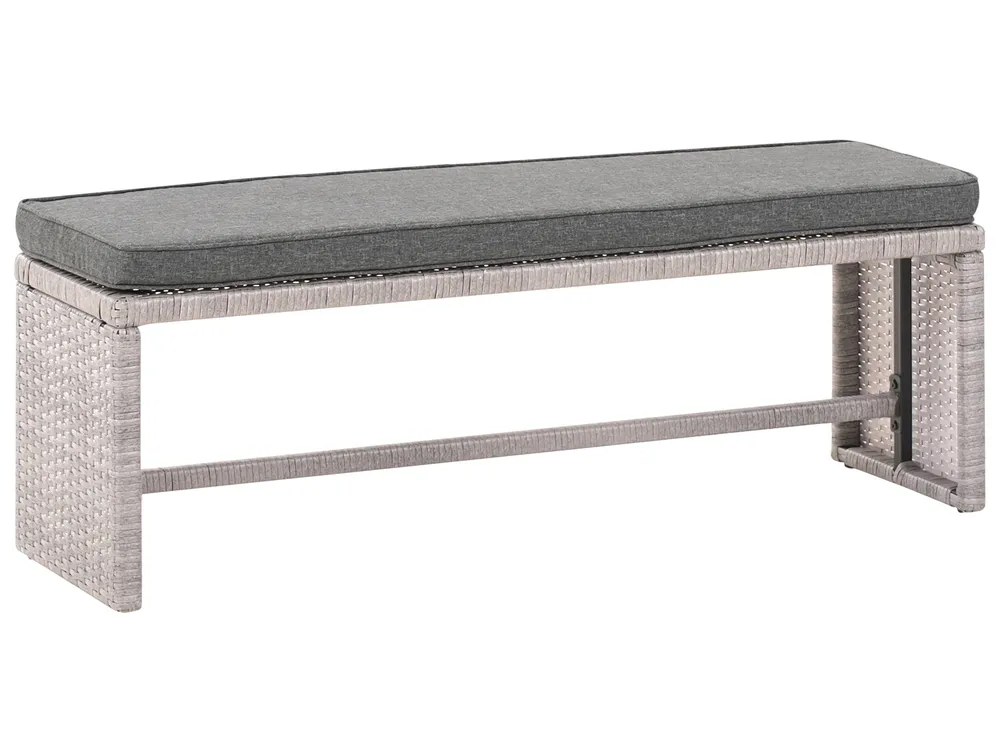 Set da giardino con tavolo 8 posti VITERBO con cuscini Rattan sintetico (PE) Grigio_704724