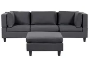 Modular Sofa 3 Seater UNSTAD with Ottoman Fabric Dark Grey_893560