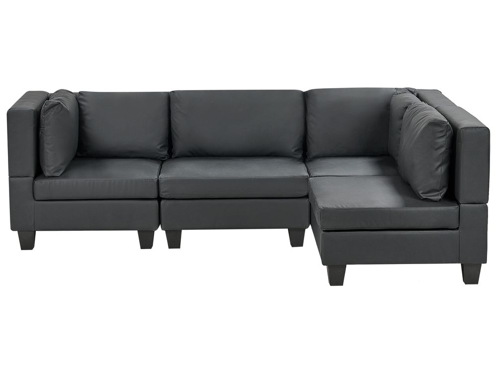 Canapé d'angle modulable 4 places UNSTAD Cuir PU Noir Côté gauche