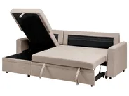 Corner Sofa Bed 3 Seater NASSJO Faux Linen Light Brown Right Hand_999563