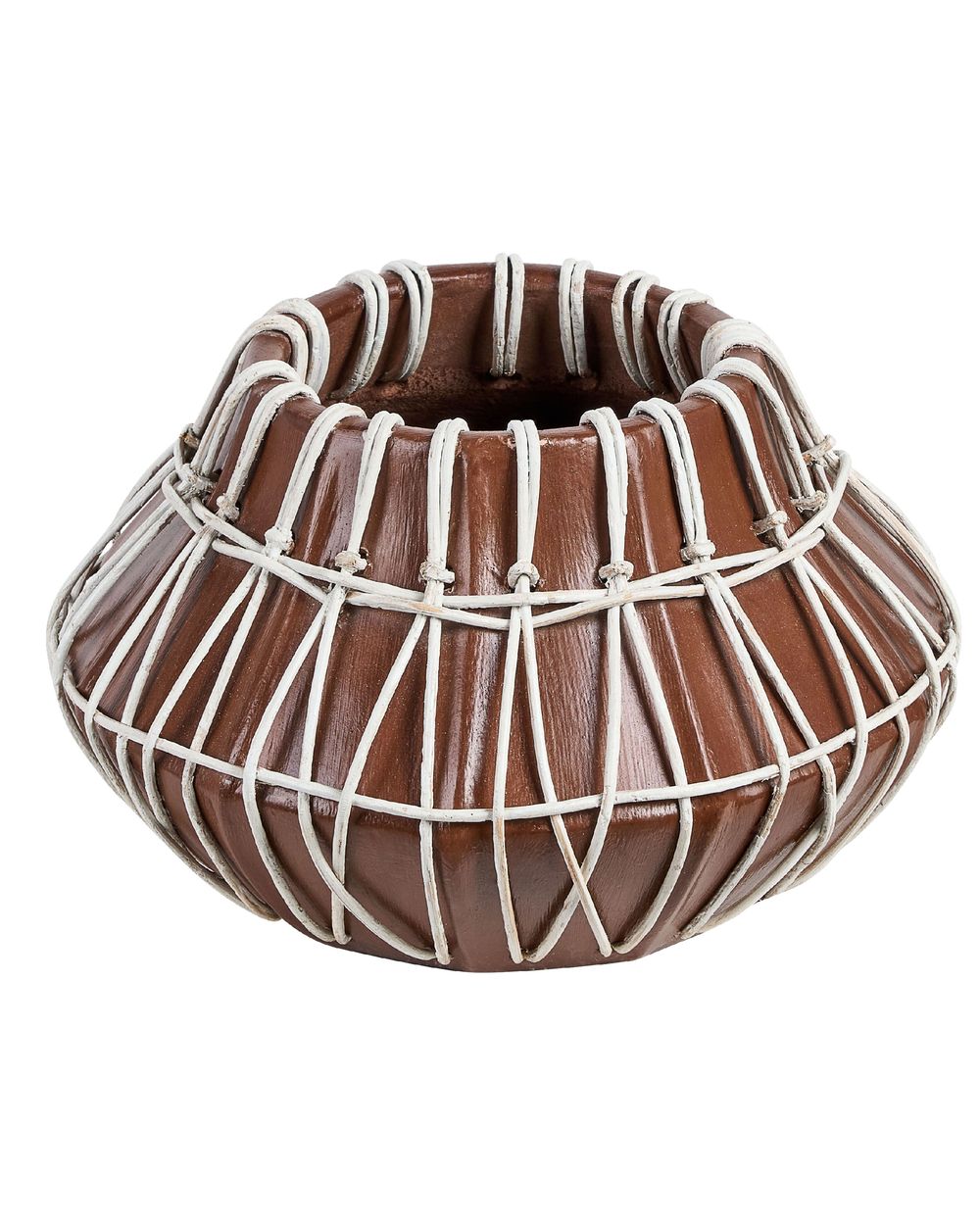 Wazon dekoracyjny KLUET 22 cm Ceramika Brązowy
