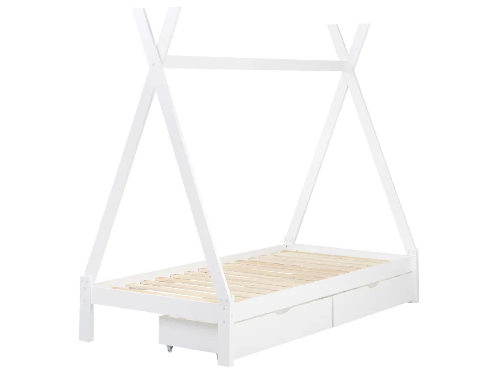 Lit à tiroirs pour enfants Tipi Bois de pin DEVAY 90 x 200 cm Blanc_963566