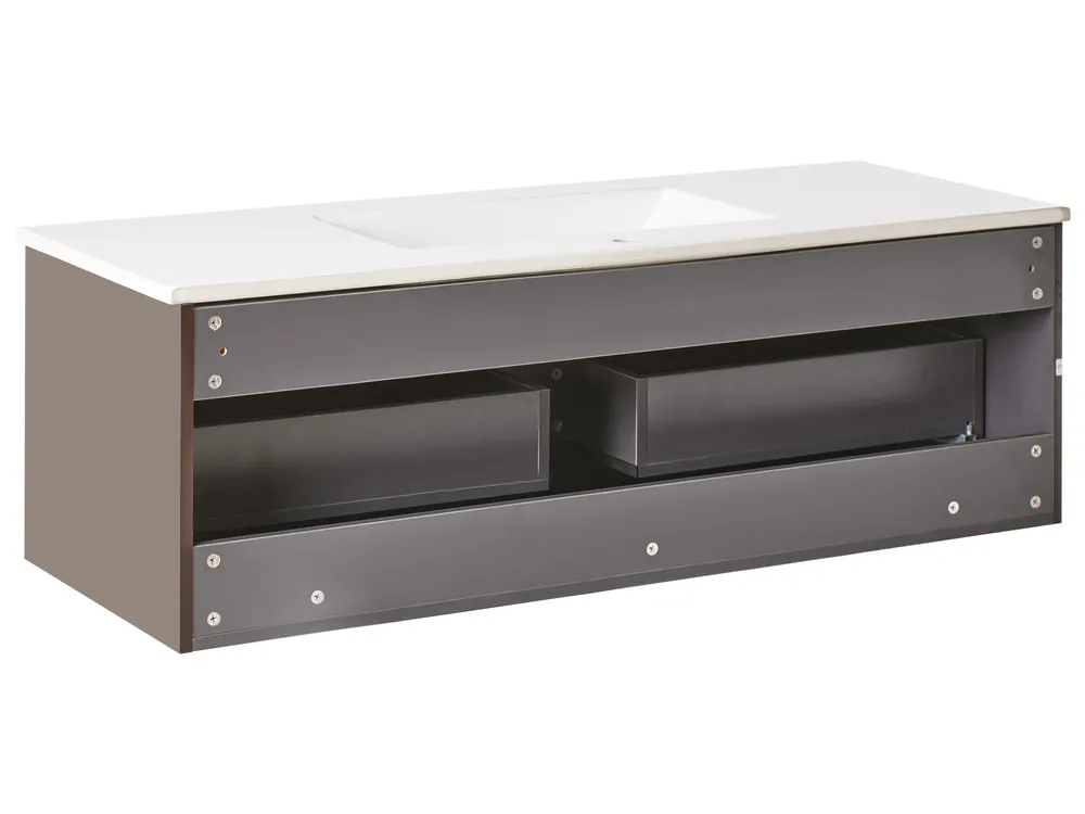 Wall Mounted Vanity Unit with Basin MADIDI Brown_1006189