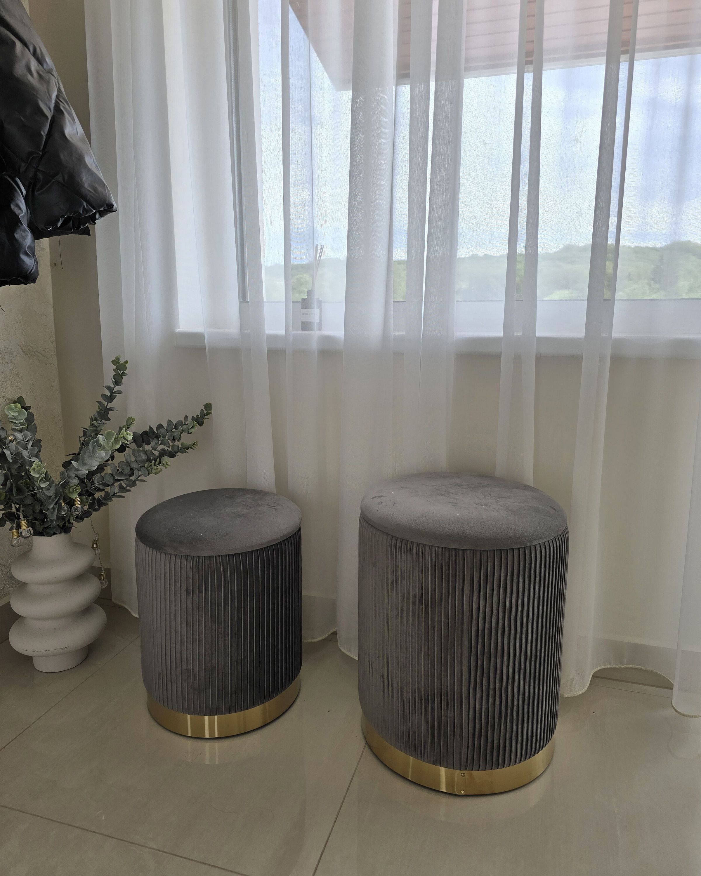 Rahi sametti säilytystila harmaa 2 kpl MIRAMAR | Beliani.fi