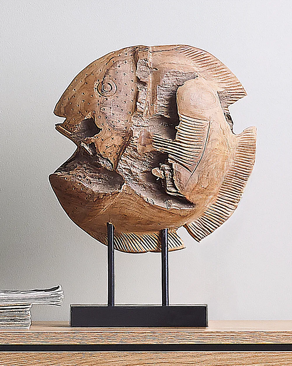 Accessorio decorativo Pesce PLAICE FISH Legno di teak Marrone_879058