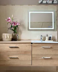 Lustro łazienkowe LED PRENOIS 80 cm 60 cm Srebrny_967260