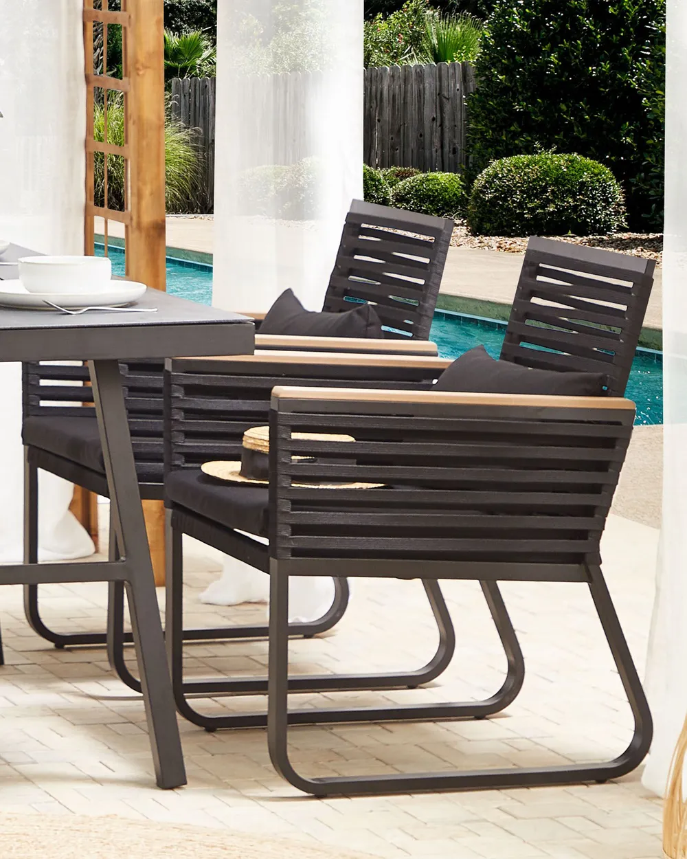 Set of Garden Chairs with Cushions CANETTO Metal Black Beliani
