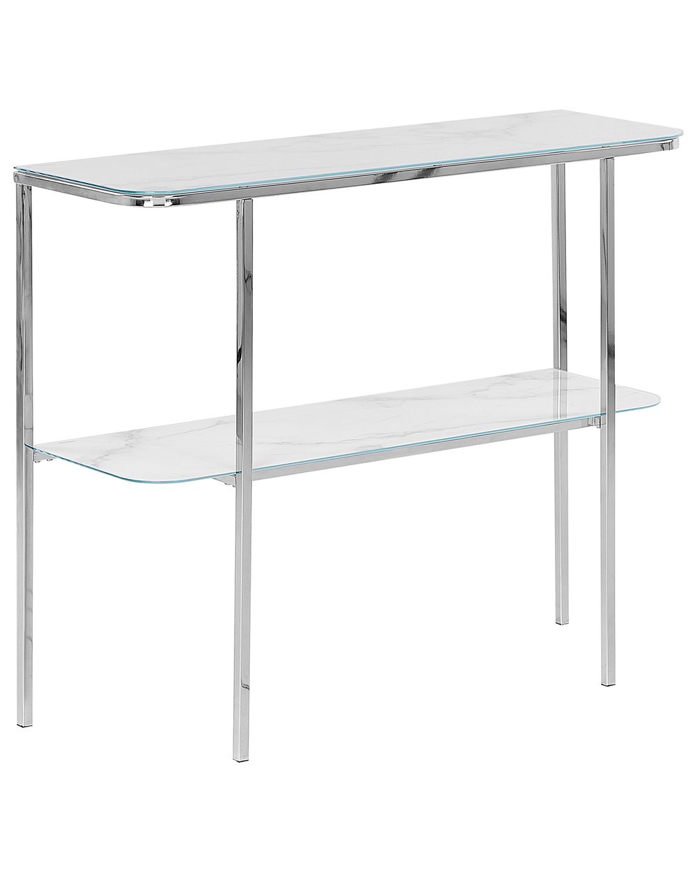 Tavolino consolle CALVERT Vetro temperato Marmo/Argento