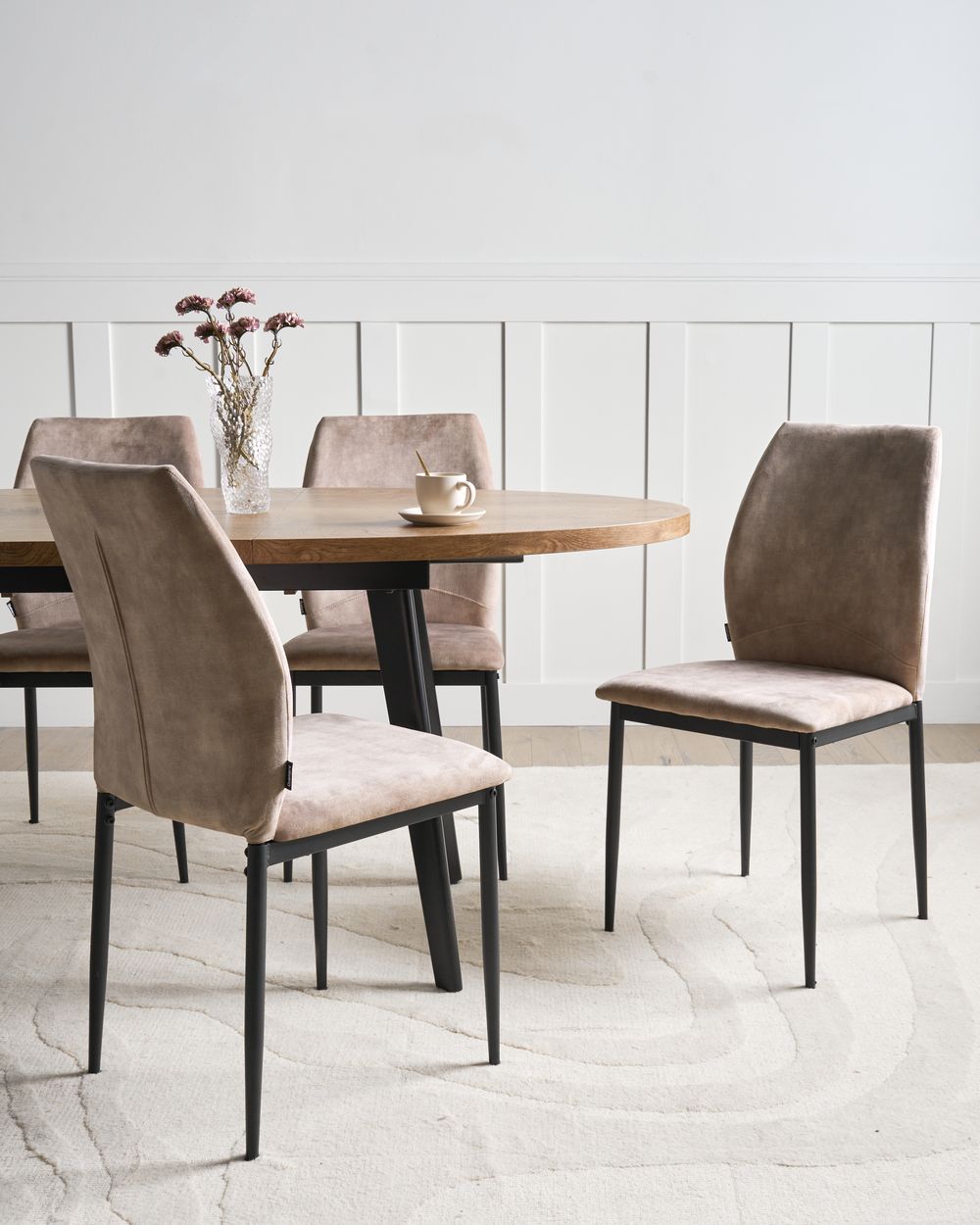 Conjunto de 4 cadeiras de jantar ROCHEPORT Tecido Taupe
