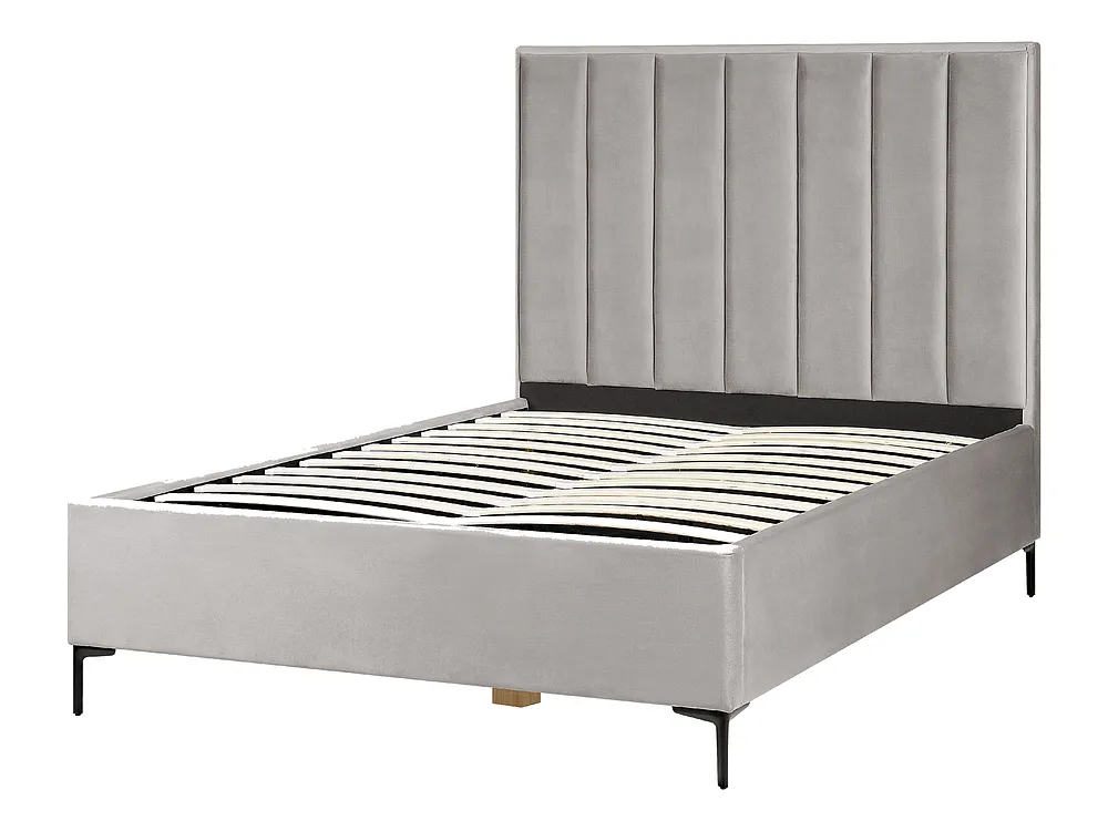 Ottoman Bed SEZANNE Velvet Light Grey 140 x 200 cm (EU Double)_800042
