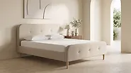 Bed Faux Linen RENNES 180 x 200 cm (EU Super King) Light Beige_1182345