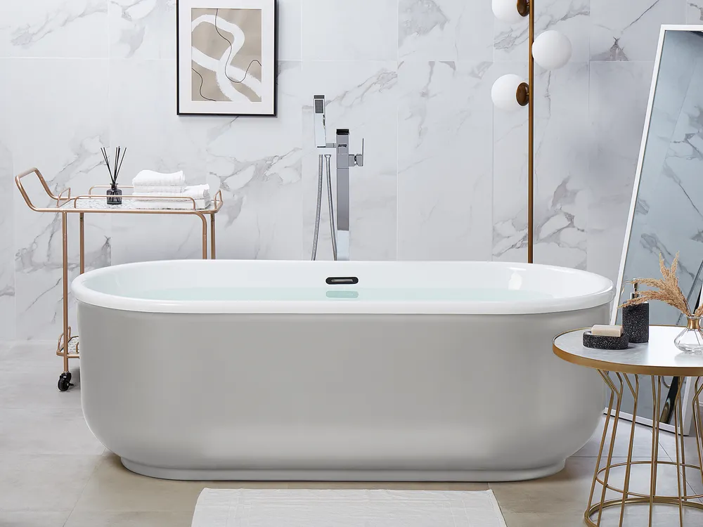 Freestanding Bathtub PINEL 1700 x 800 mm Silver - Beliani.cz