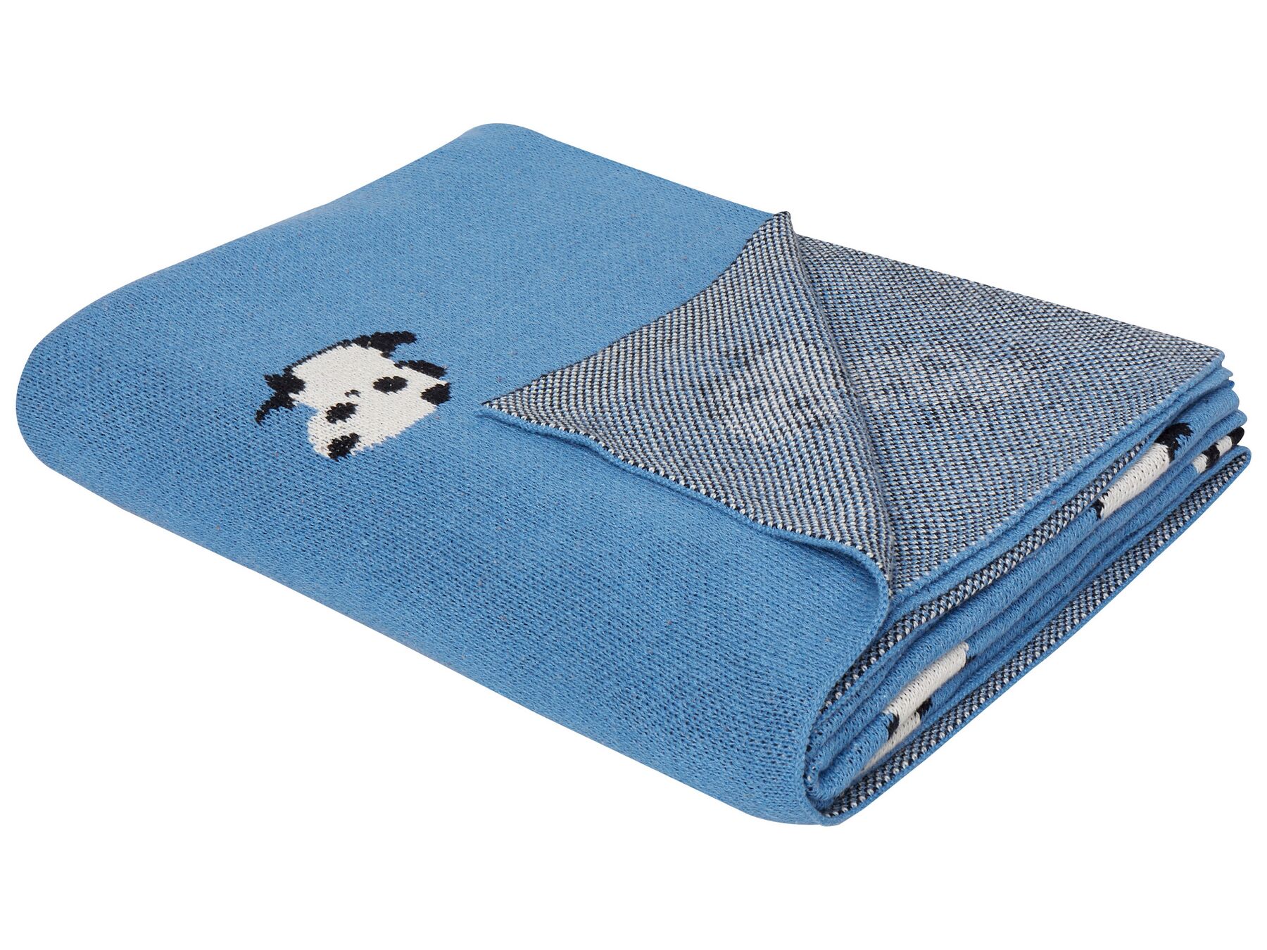 Koc bawełniany dla dzieci w pandy 130 x 170 cm niebieski TALOKAN_905413