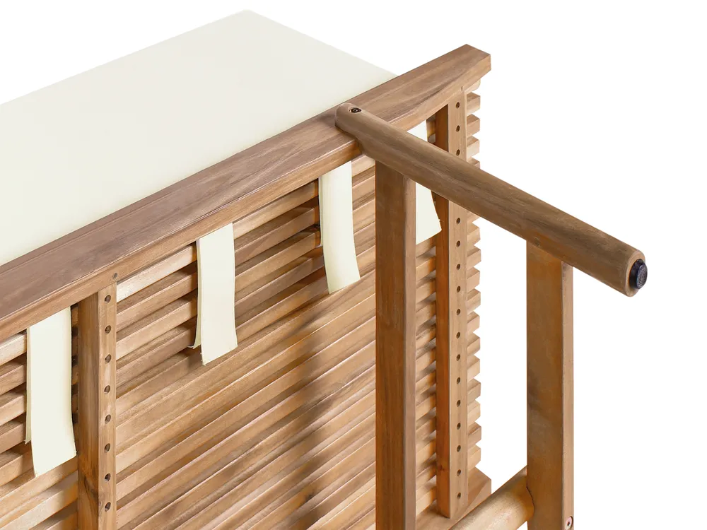 Banco de jardín con cojín GIAVENO 210 cm Madera de acacia Blanco crema_989054